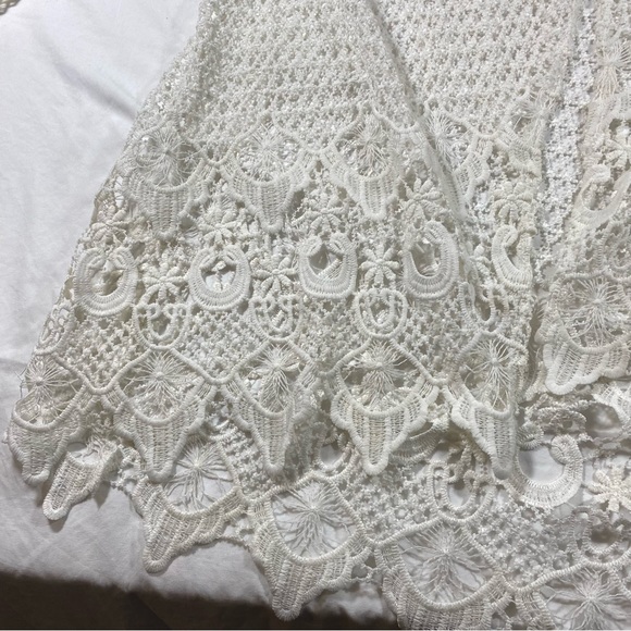 Cato Boho Crochet Open Cardigan Cream Sz 18-20 Bell Long Sleeves Open Sa… - Picture 6 of 11